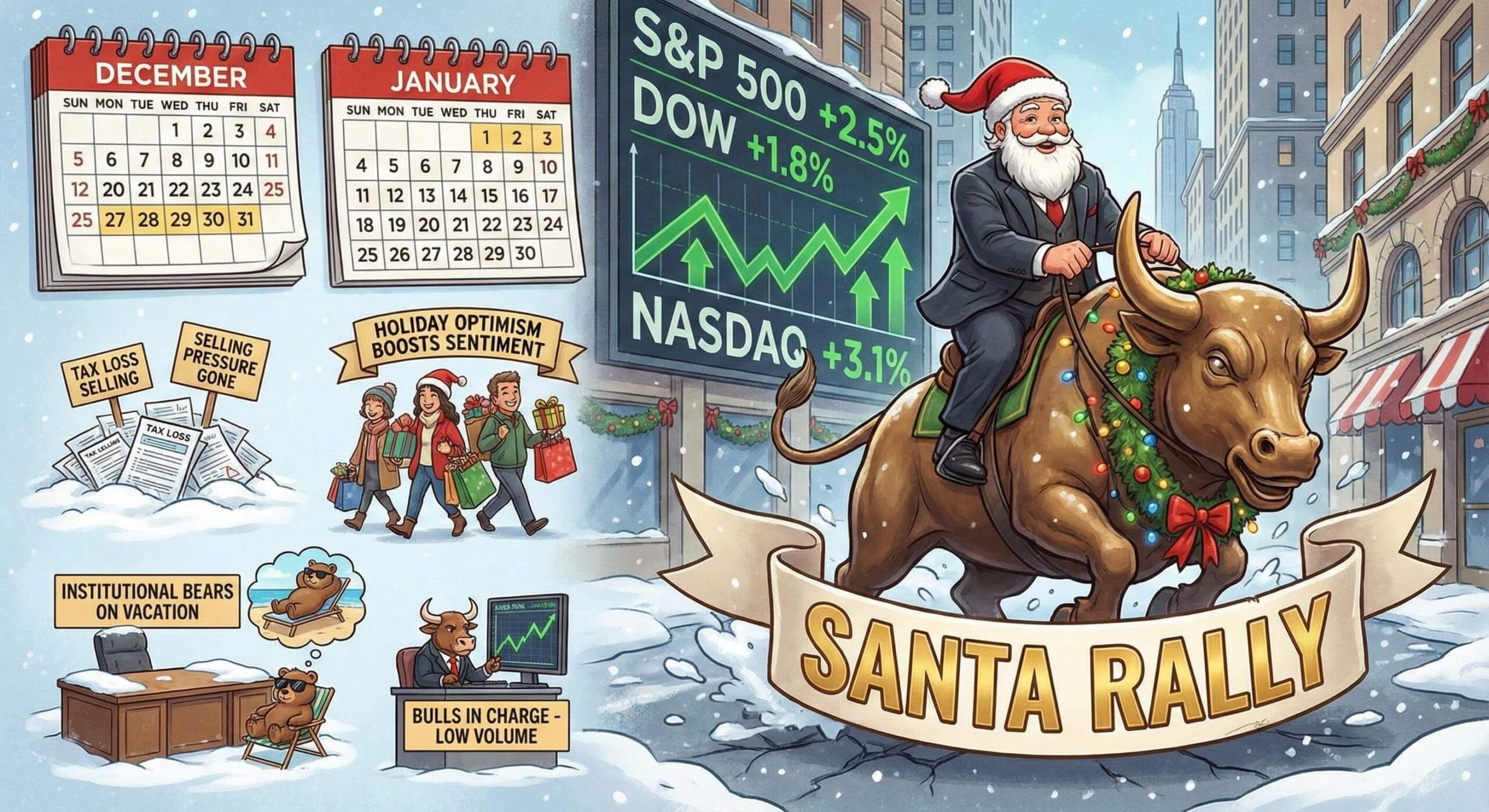Santa Rally Tracker Santa Rally Stock Market Chart Bull